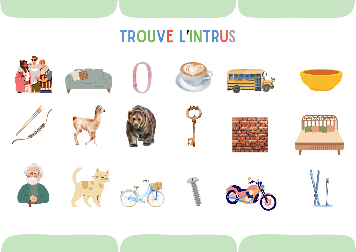 Activité lecture - Trouve l'intrus